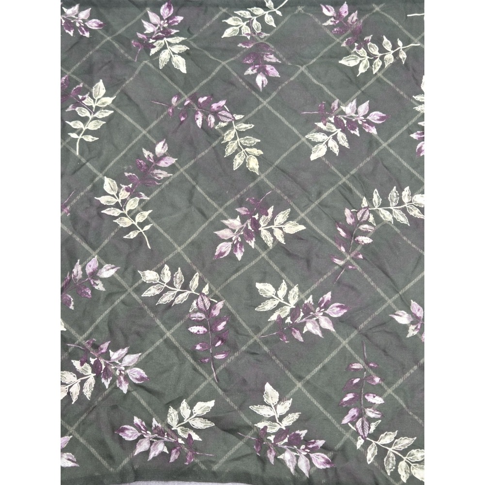 Talbots Double Sided Silk Scarf Plaid Floral Green 19x20